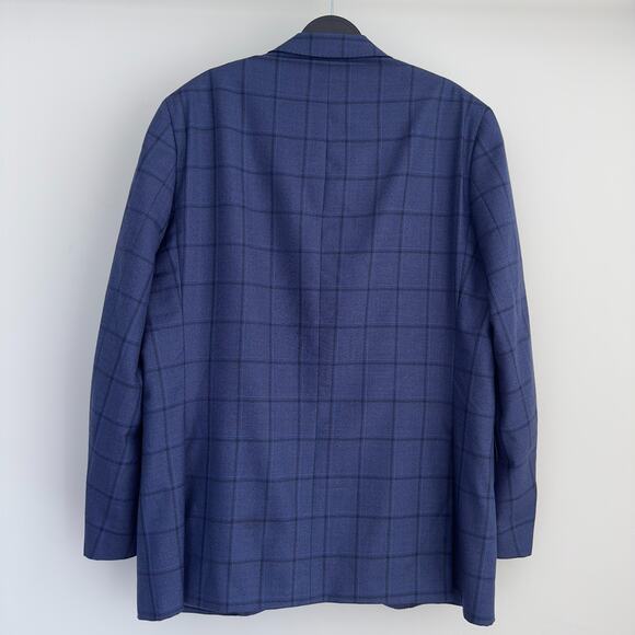 David Donahue Sport Coat Mens 44L Blue Plaid Connor Wool Dinner Jacket Yacht - Picture 4 of 13